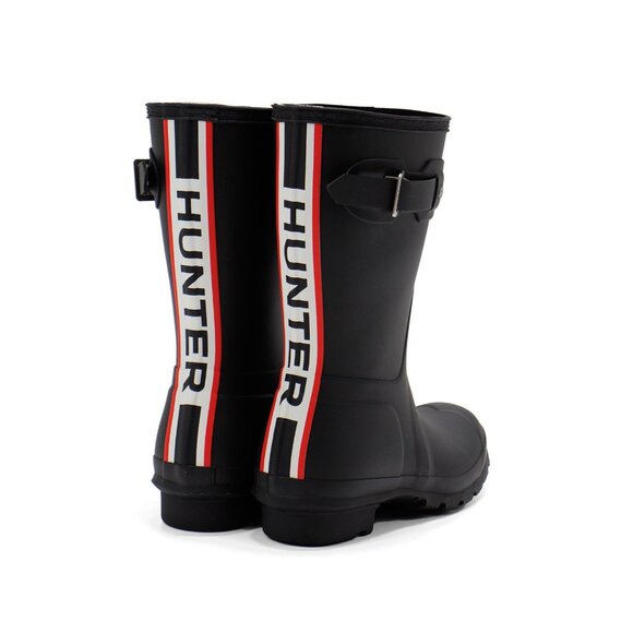 Hunter Women's Black Original Short Tri-Color Logo Rain Boot Size 6 - Picture 3 of 9